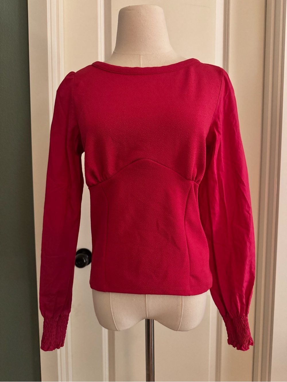 Anthropologie Pink Textured Long Sleeve Top